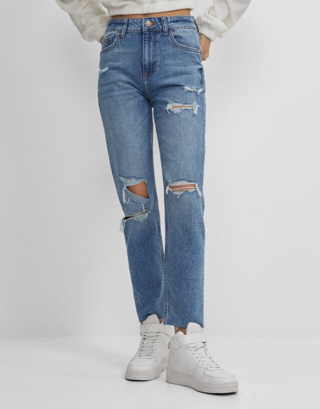 denim bershka mom