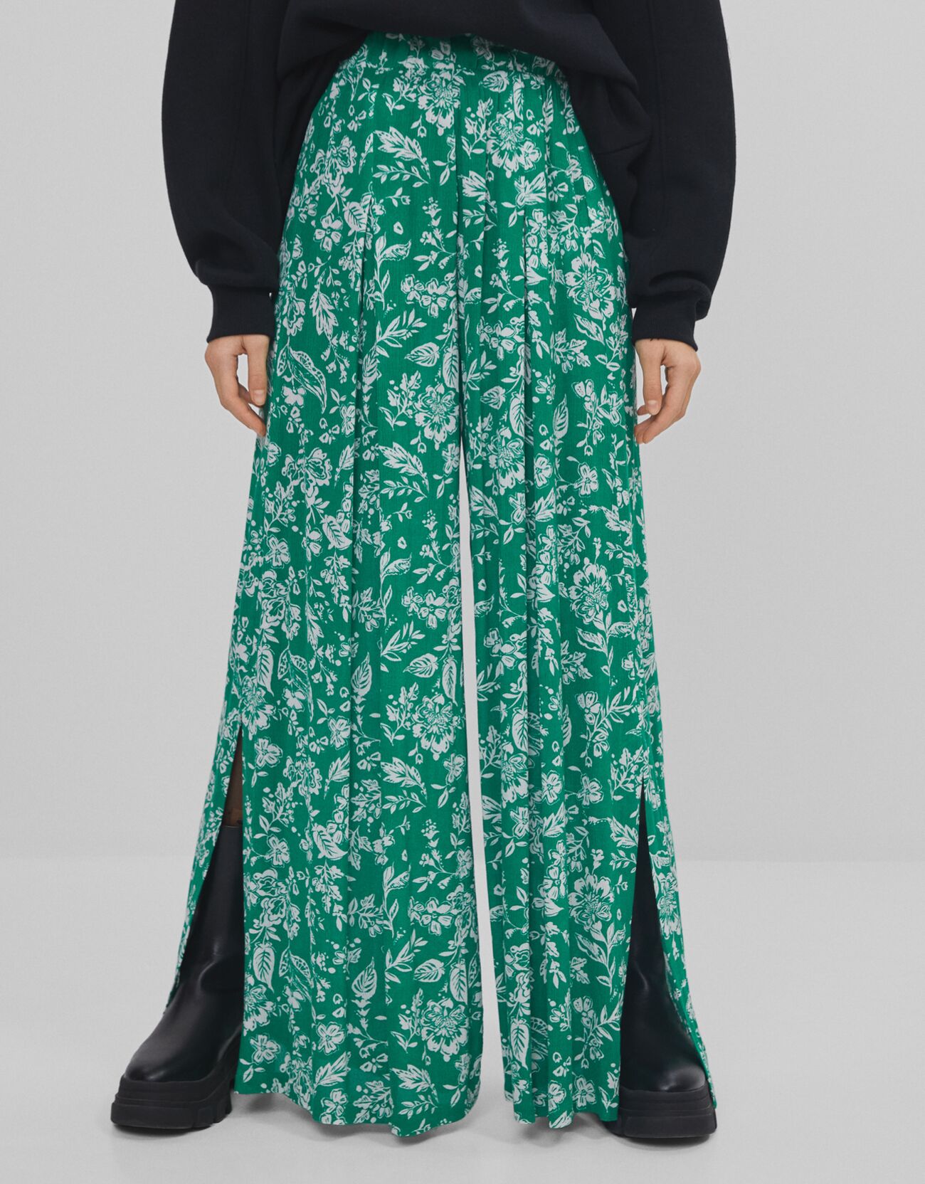 Floral print wide-leg trousers - Wide 