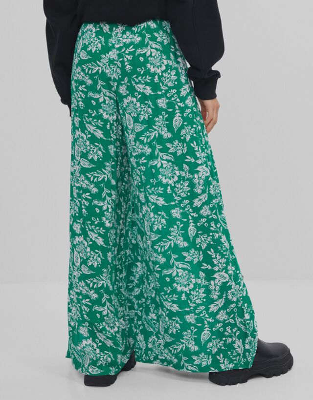 Floral print wide-leg trousers 