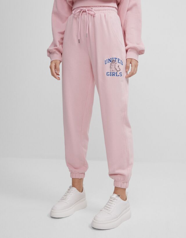 Pantalón jogger print - Pantalones - Mujer | Bershka