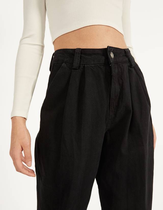 bershka pleat top slouchy trousers