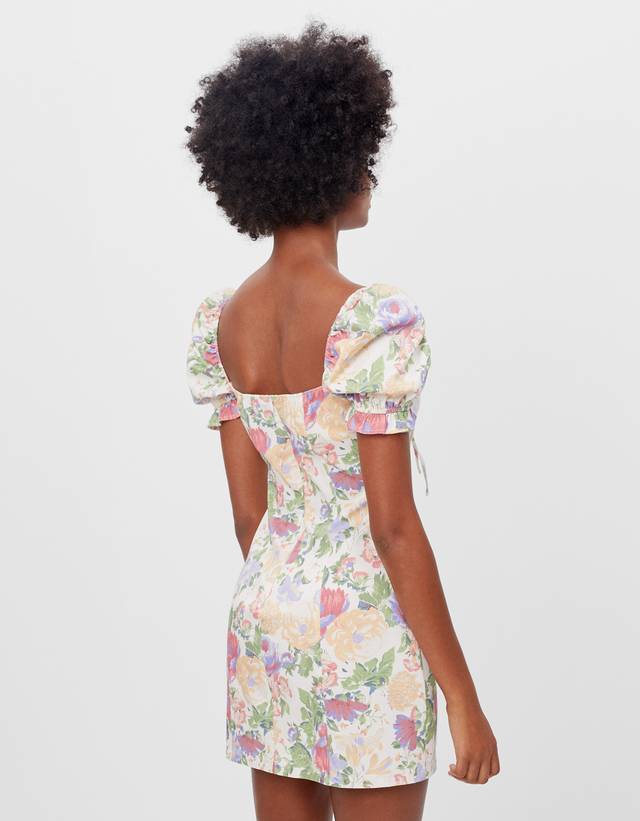 bershka pink floral dress