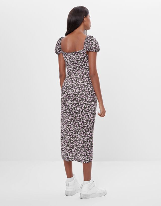 bershka printed midi dress