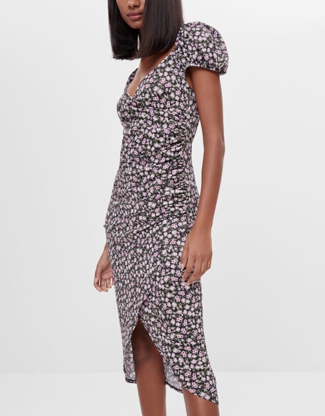 bershka printed midi dress