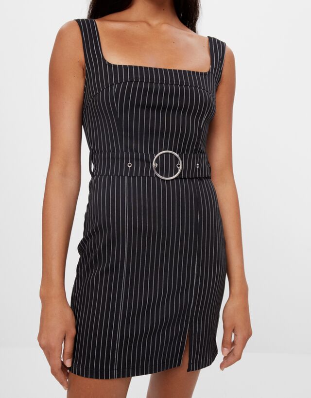 striped dress with belt