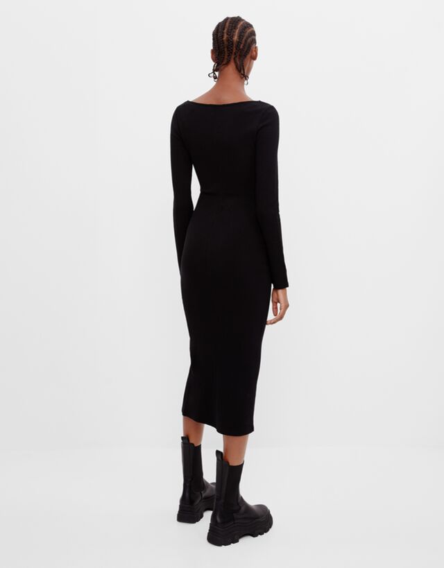 コルセット付きミディ丈ワンピース ワンピース レディース Bershka