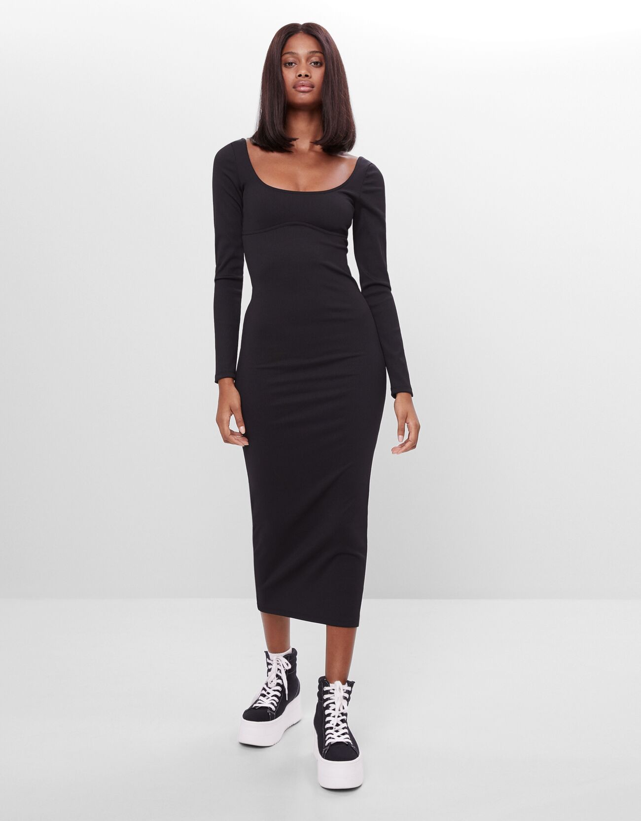 bershka midi dress with cut out sides