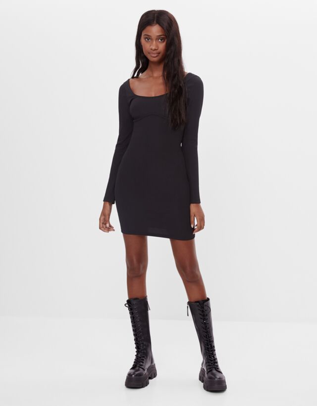 bershka long black dress