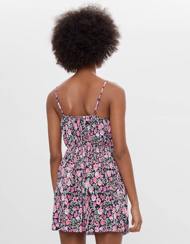 bershka pink floral dress