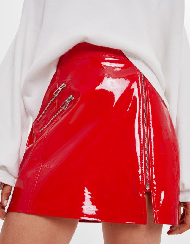 bershka vinyl skirt