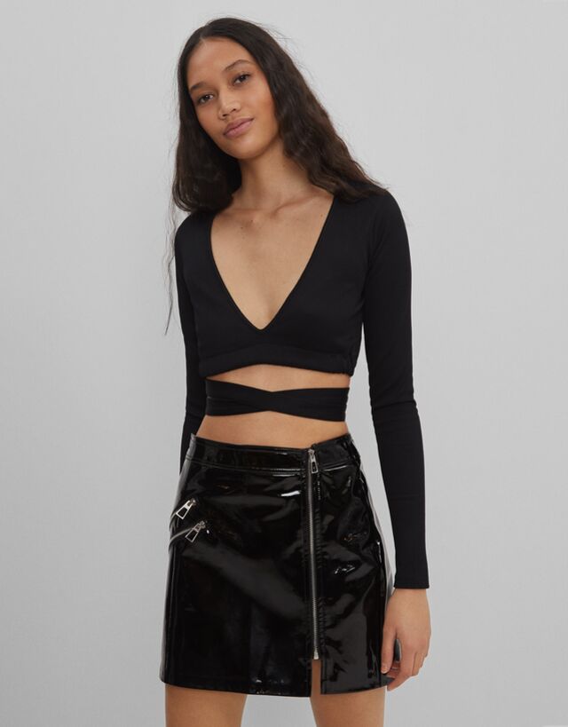 bershka vinyl skirt