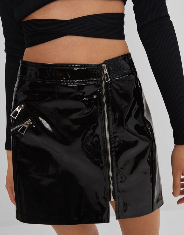 bershka vinyl skirt