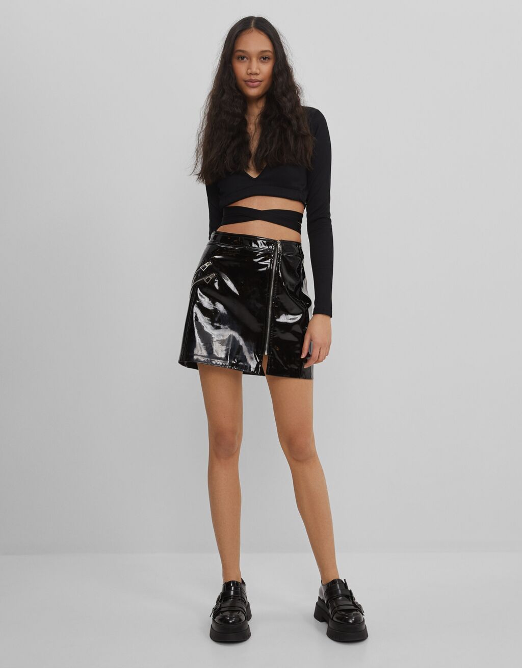 bershka vinyl skirt