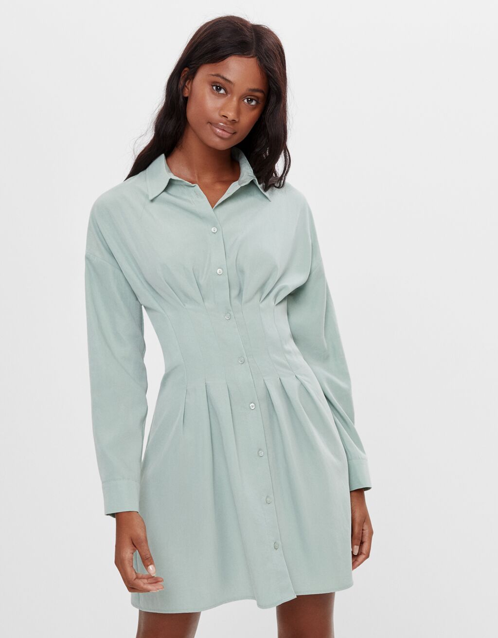 Hemdkleid Zierfalten - Kleider - Damen