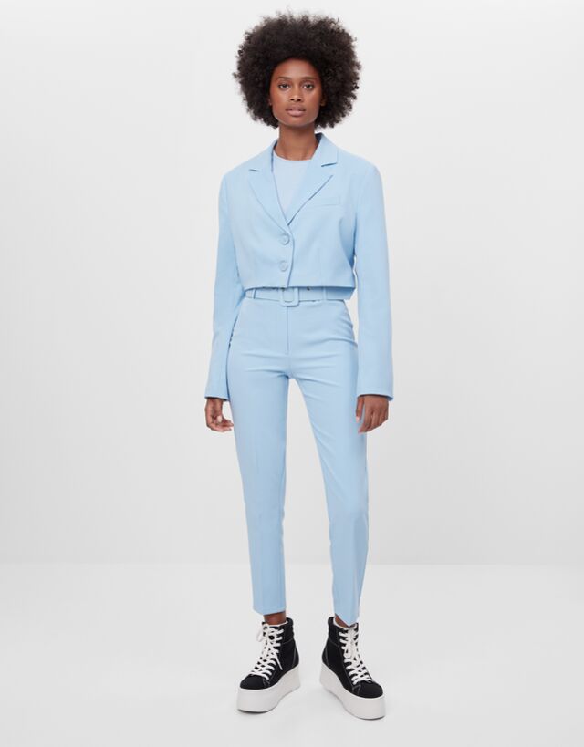 Double-breasted cropped blazer 