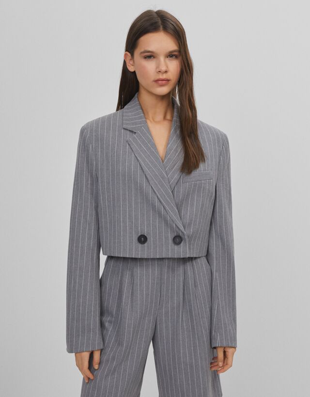 Blazer Cropped Incrociato Winter Calls Donna Bershka