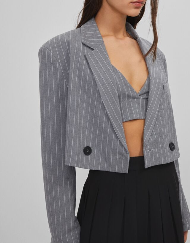 double breasted cropped blazer