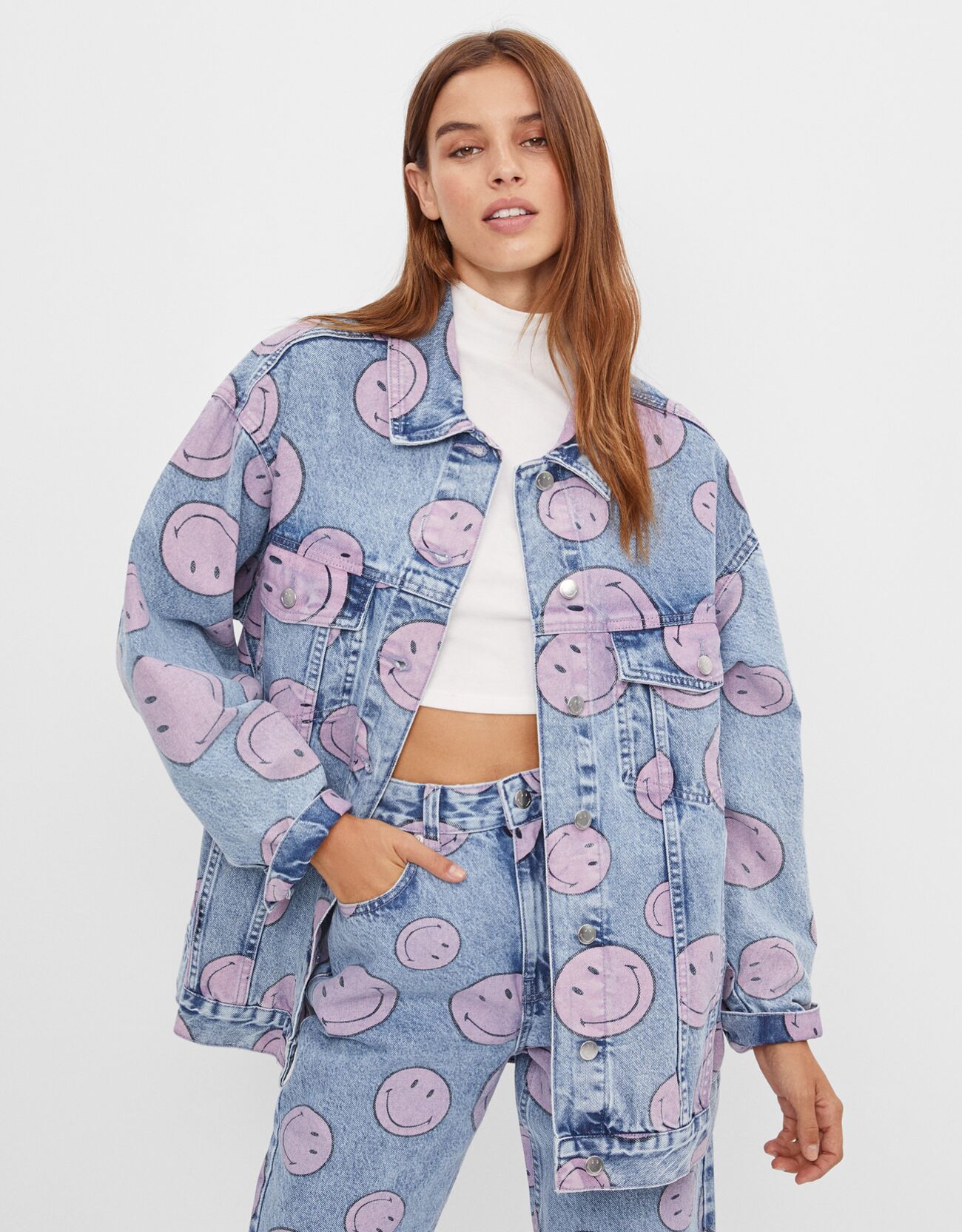 Denim Smiley jacket - New - Woman | Bershka