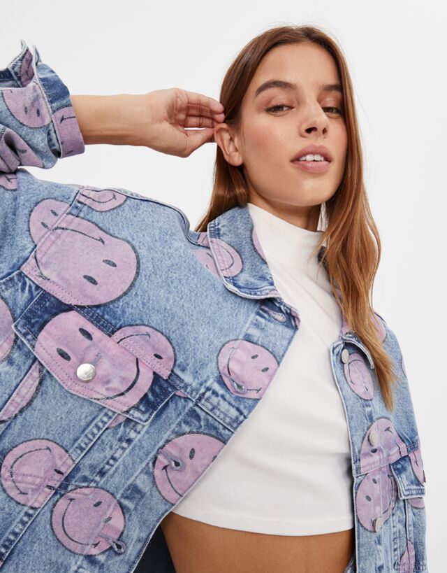 Denim Smiley jacket - New - Woman | Bershka