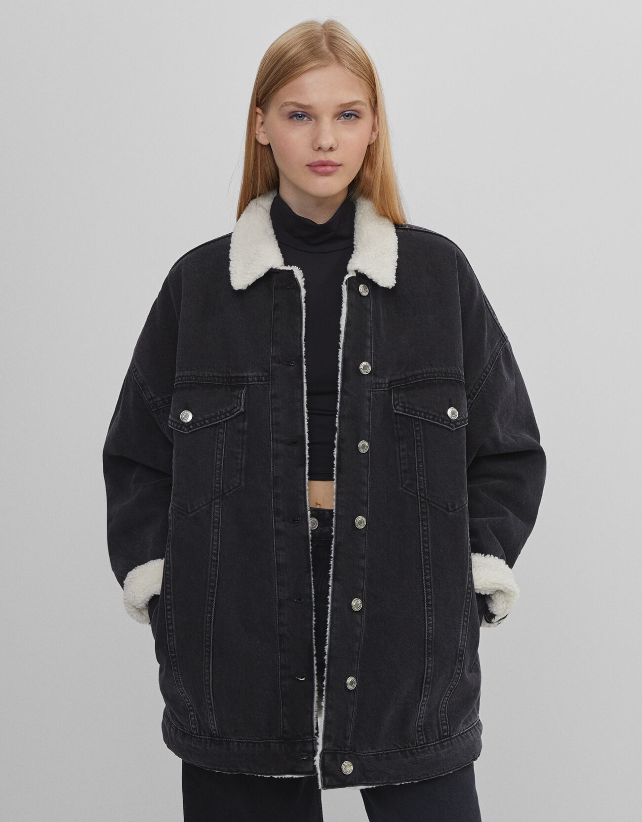 bershka oversized denim jacket