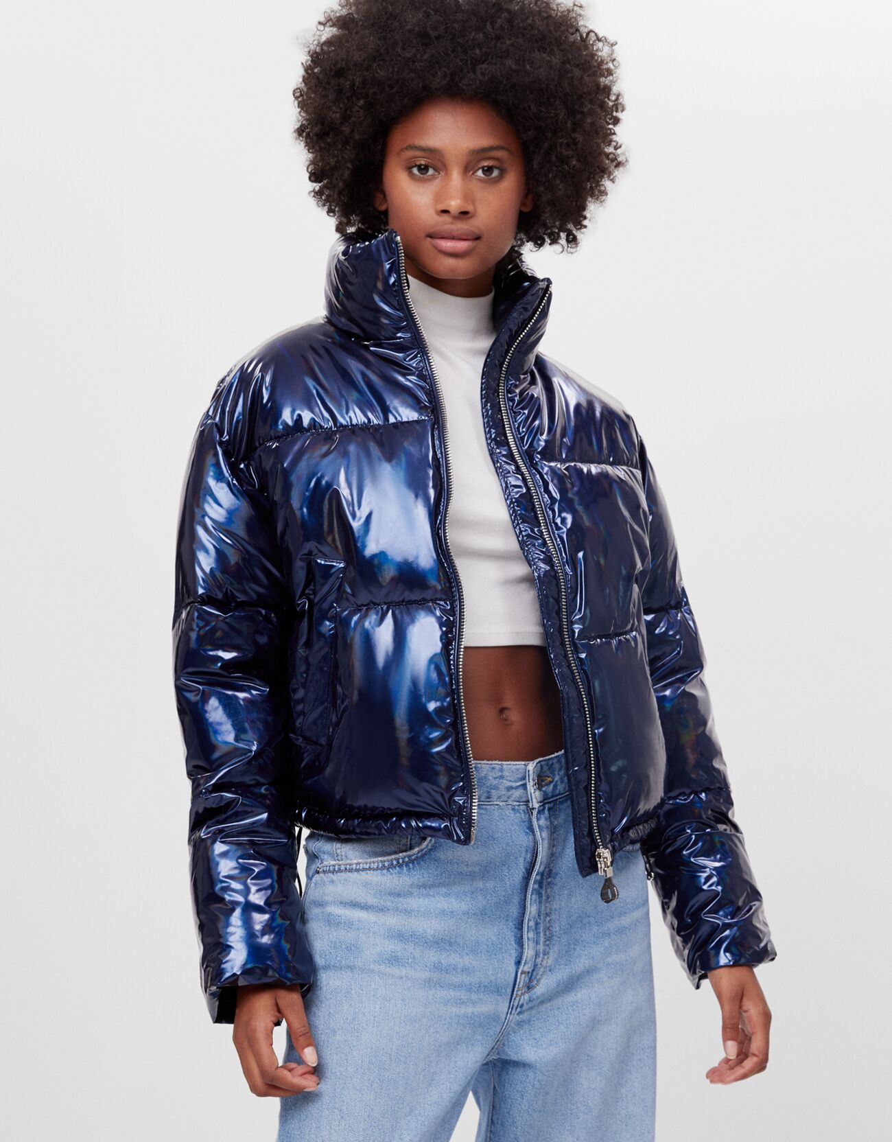 bershka blue puffer jacket