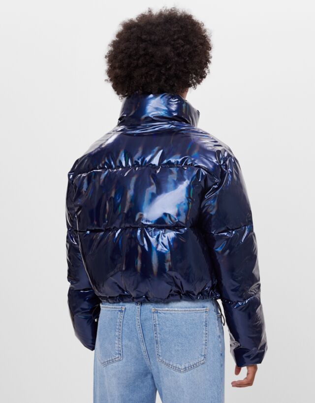 holographic puffer jacket bershka