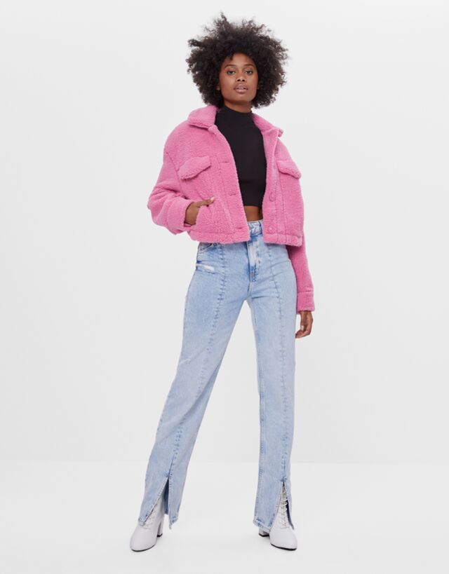 Cazadora trucker borrego - Mujer | Bershka