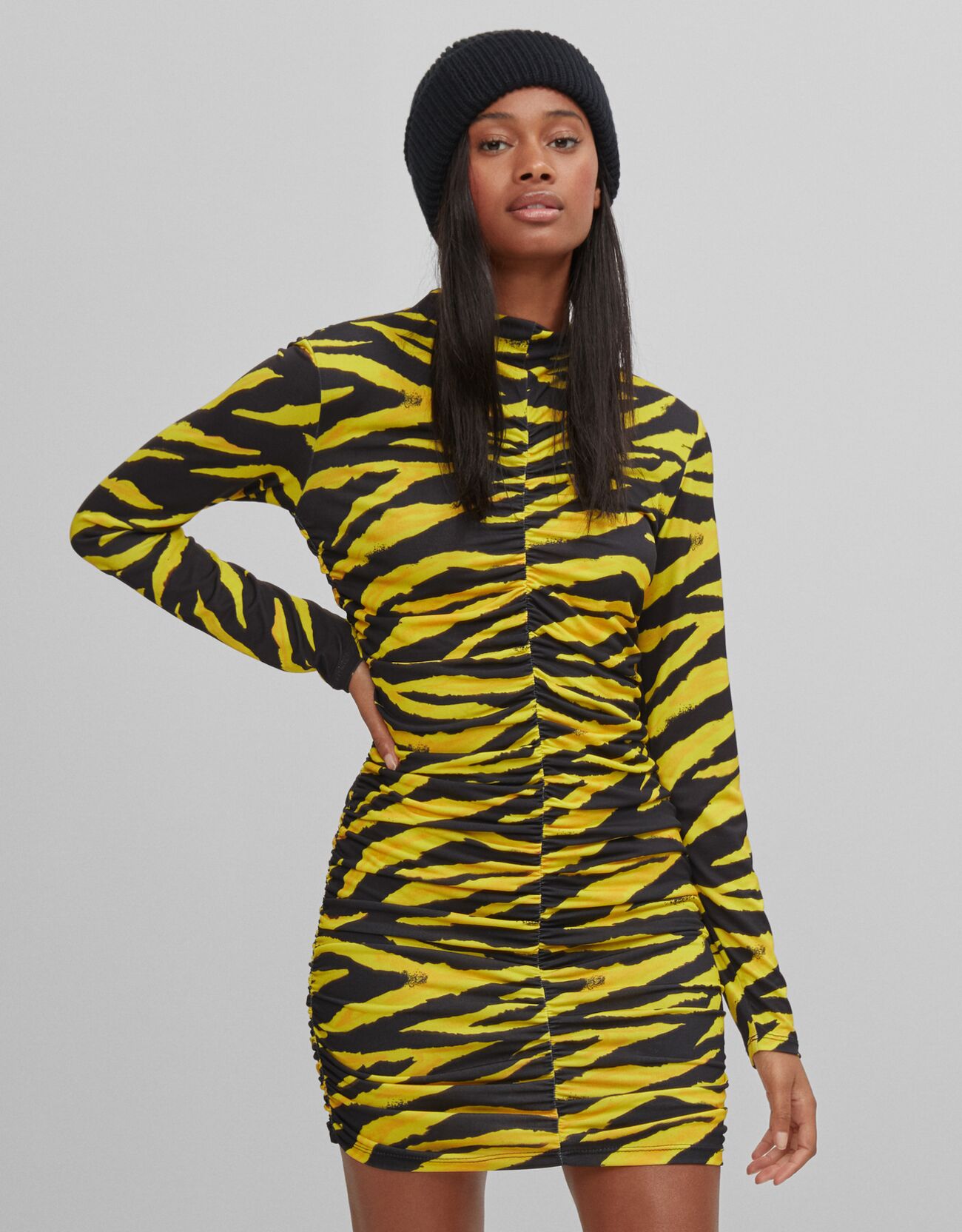 yellow zebra print dress