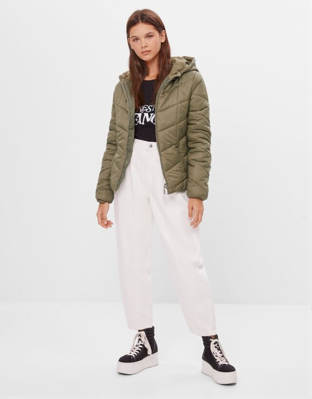 bershka puffer jacket with hood