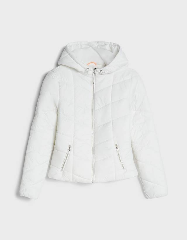 bershka white puffer coat