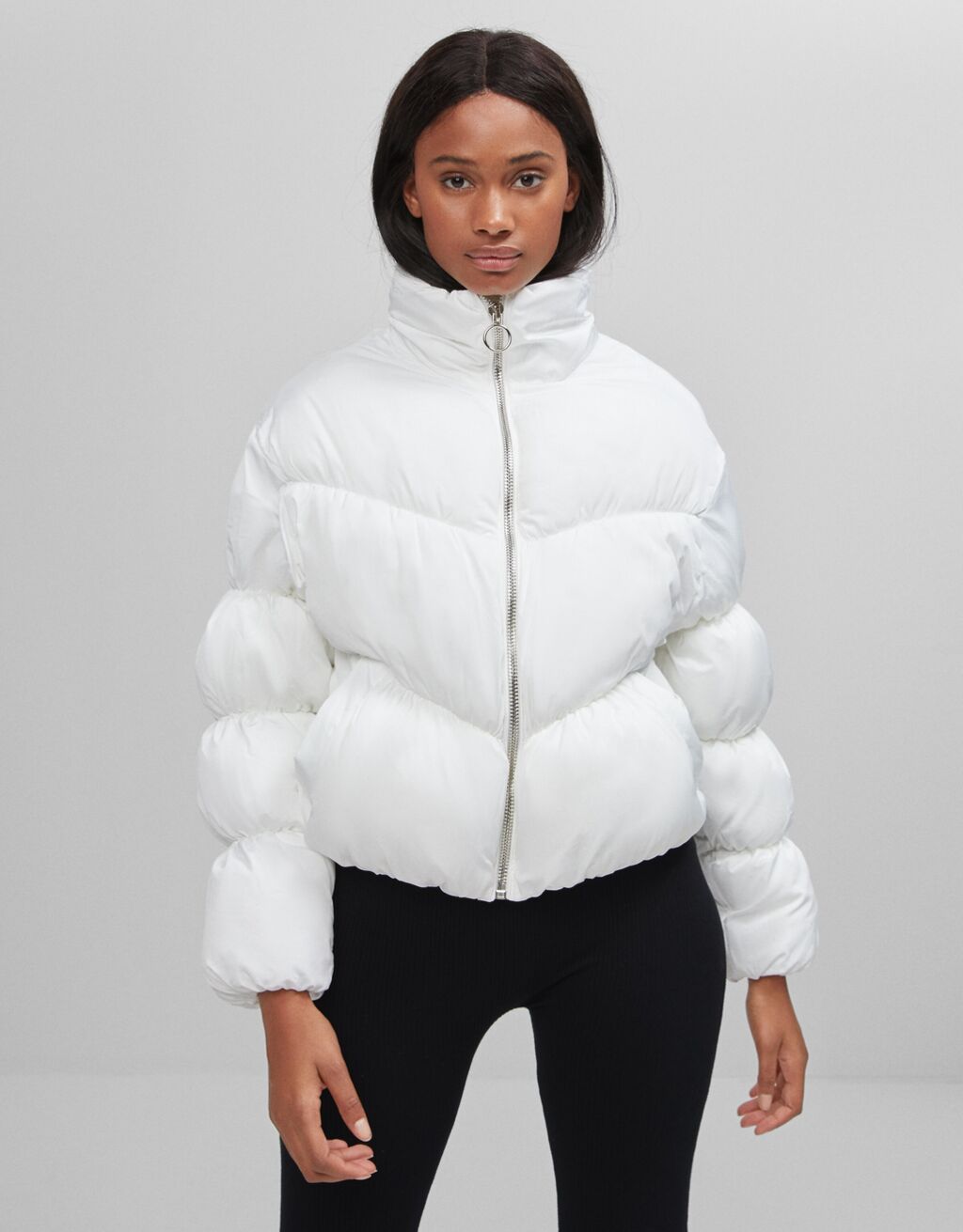 cream hooded puffer jacket