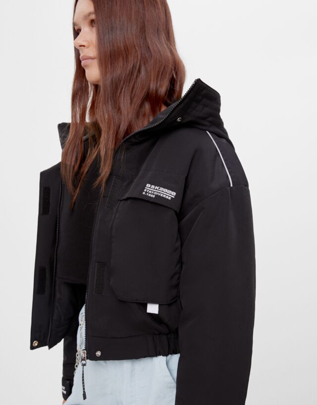 bershka cropped nylon jacket