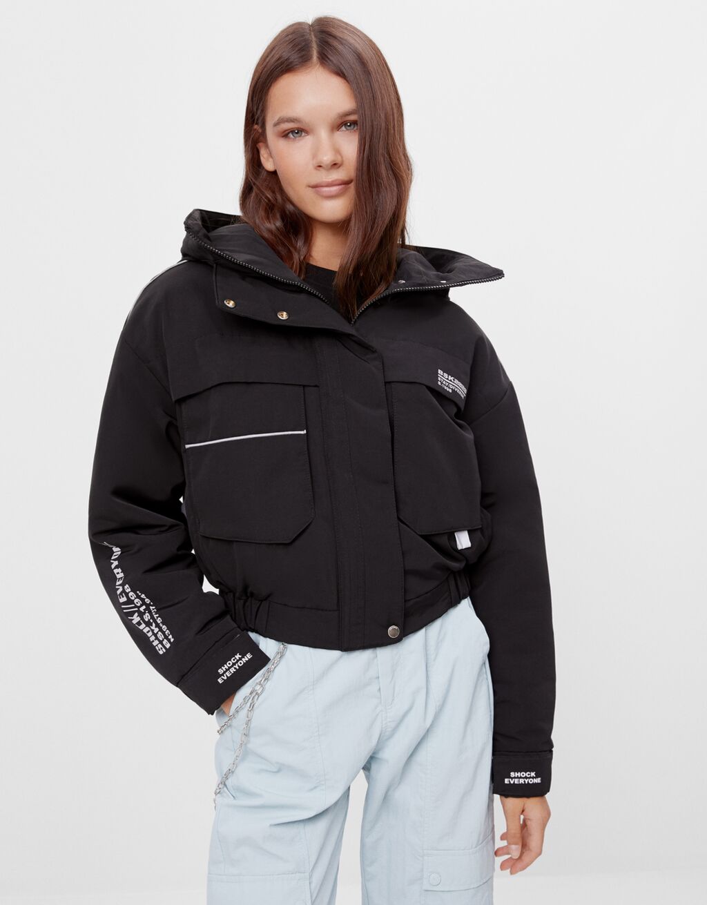 cropped nylon jacket bershka