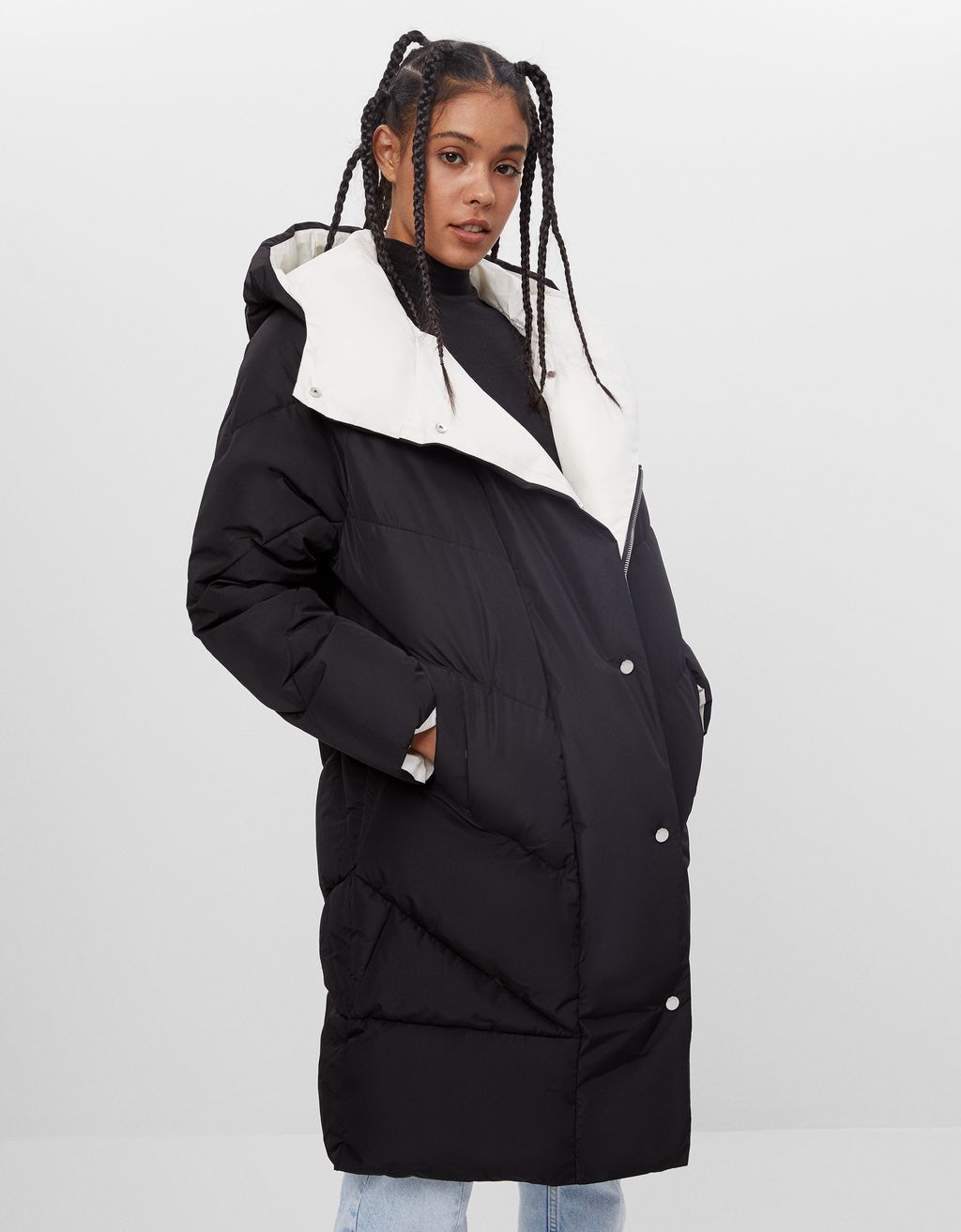 Abrigo forro capucha-Negro-0