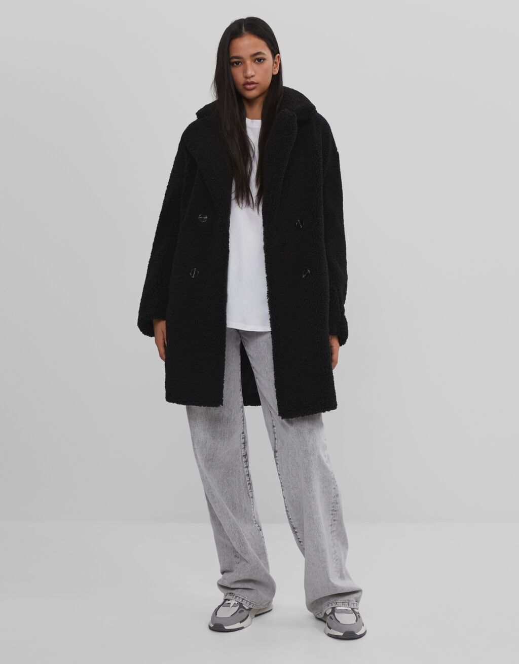 Manteau portefeuille en mouton synthétique - Femme | Bershka