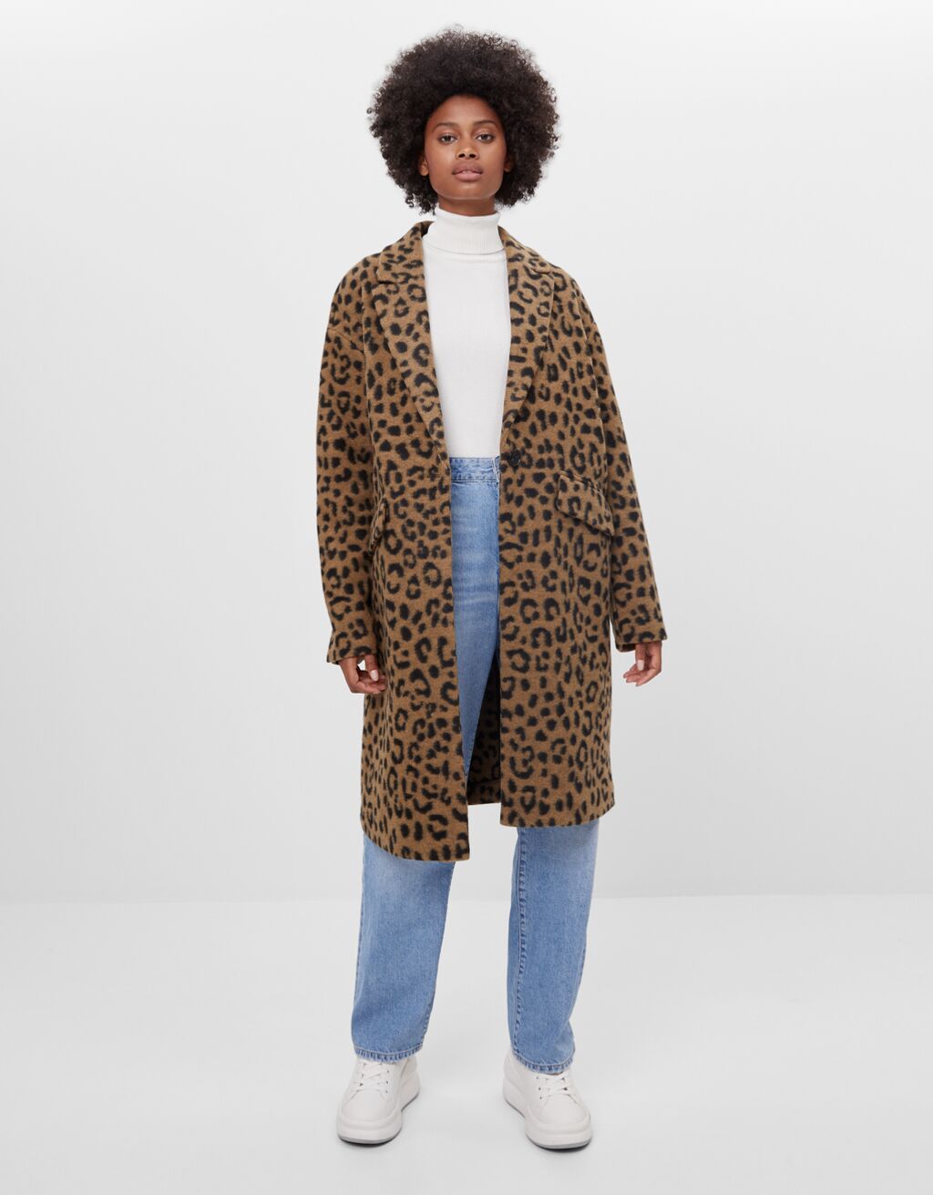 bershka leopard print coat