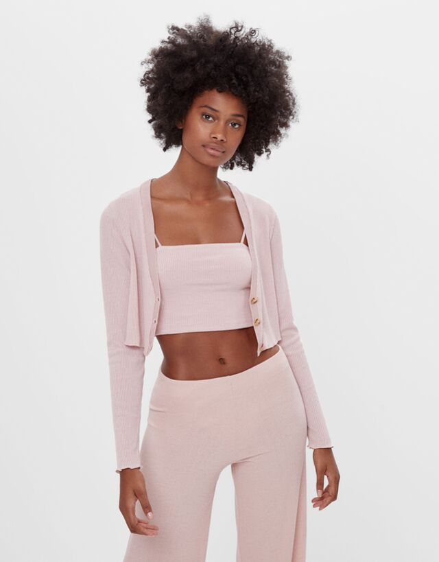 Knit cardigan and top - Woman | Bershka