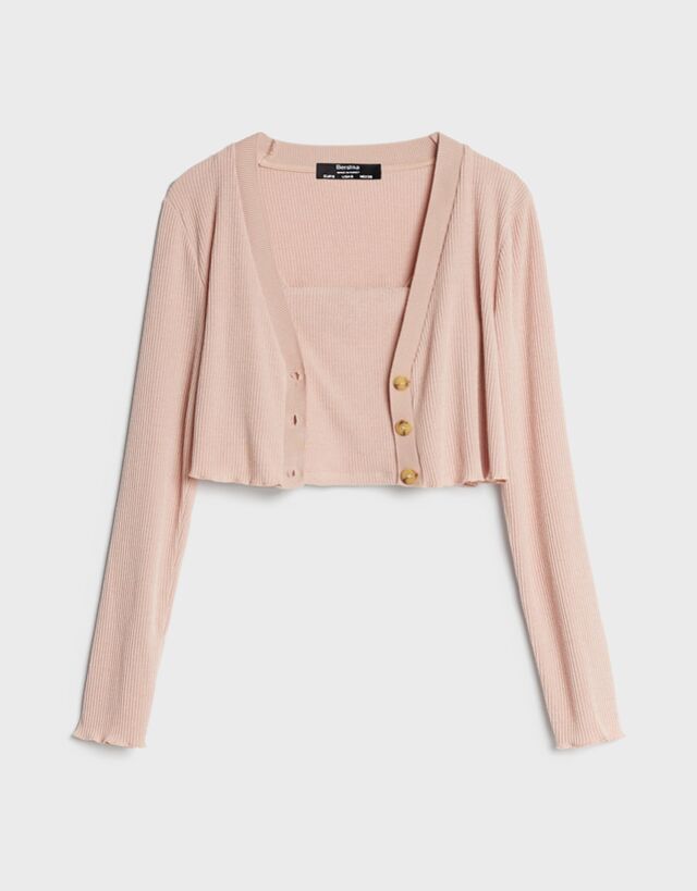 Knit cardigan and top - Woman | Bershka