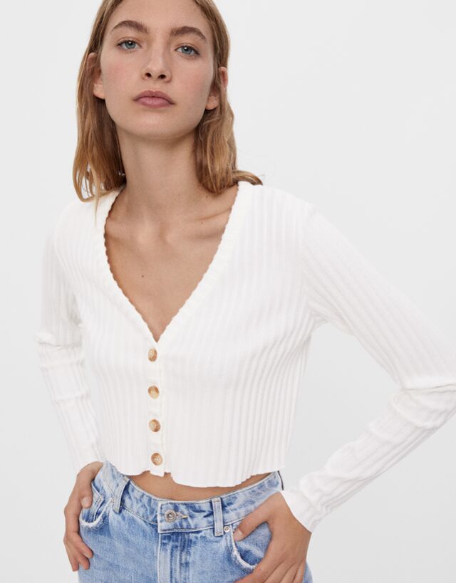 bershka white cardigan