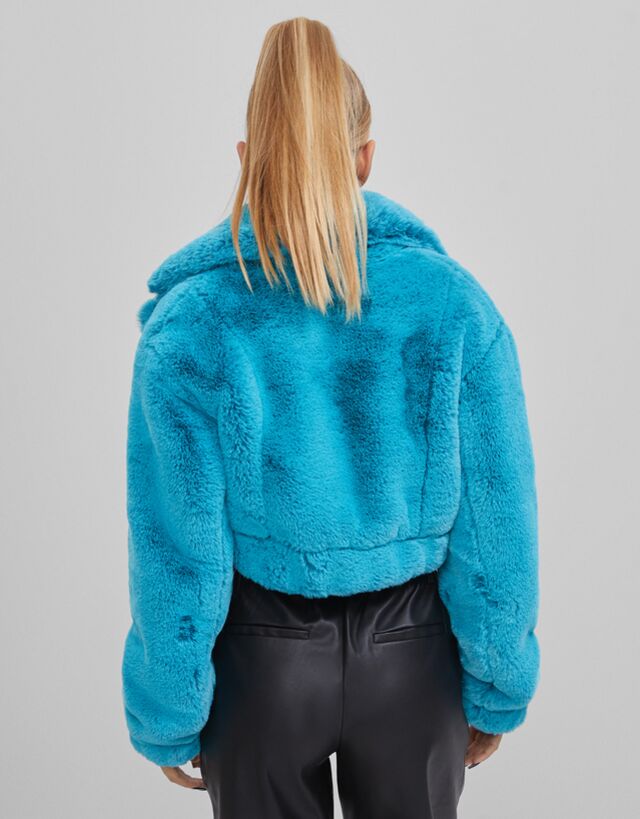 bershka pink fur jacket