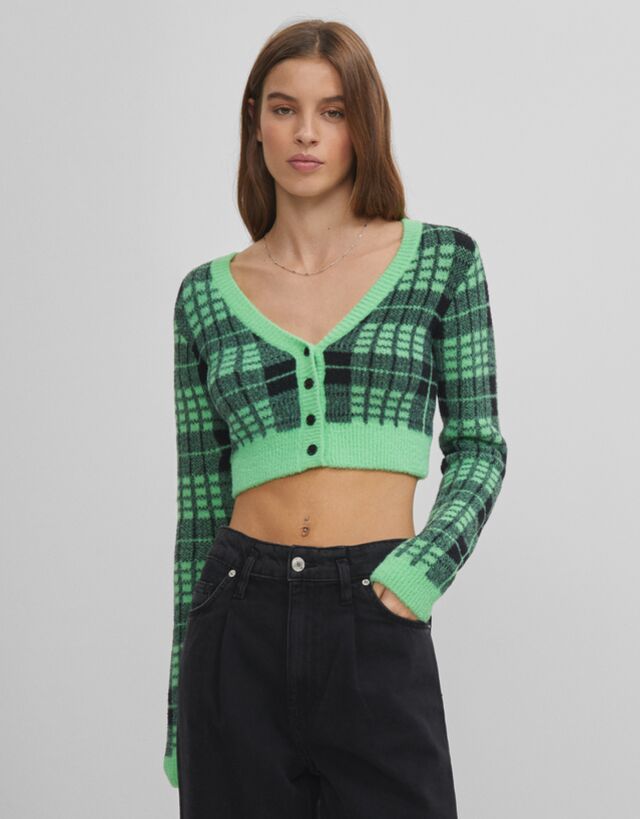 Check cardigan - Woman | Bershka