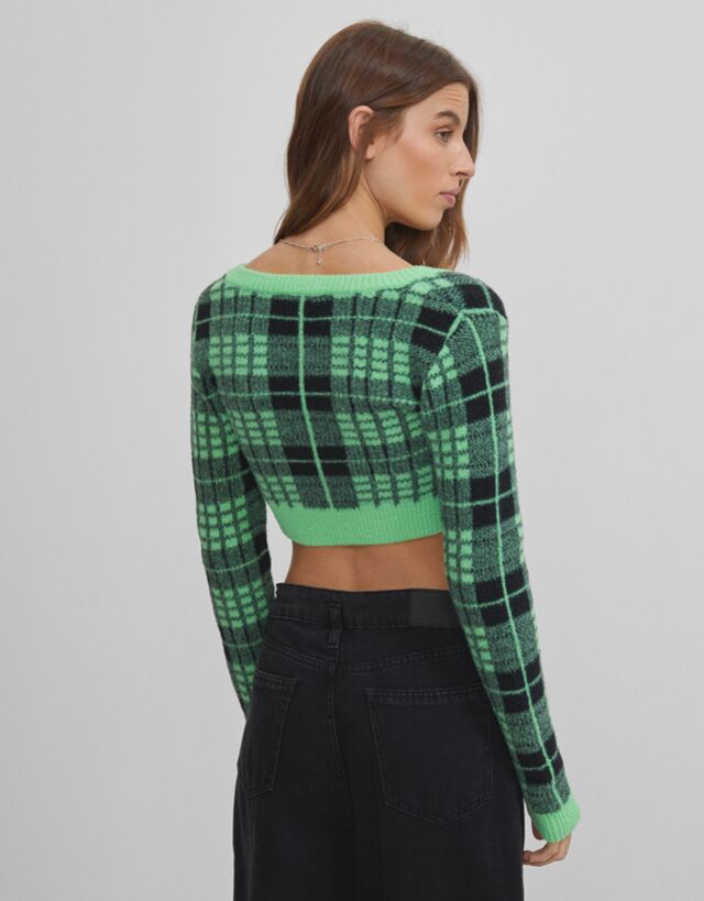 Check cardigan - Woman | Bershka