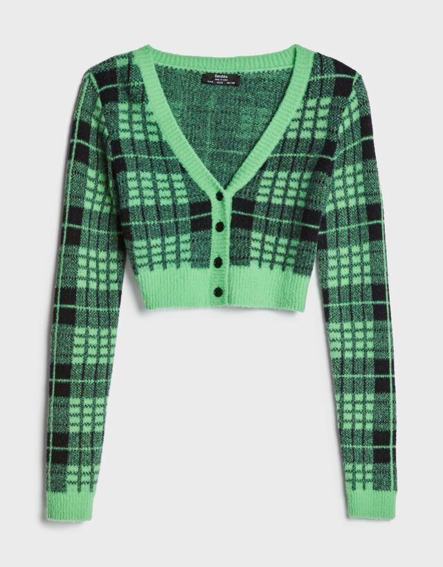 Check cardigan - Woman | Bershka