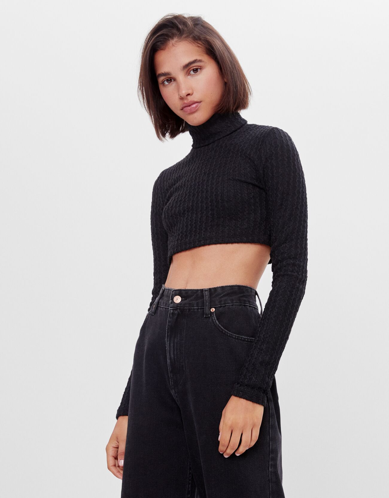 bershka cropped polo sweater