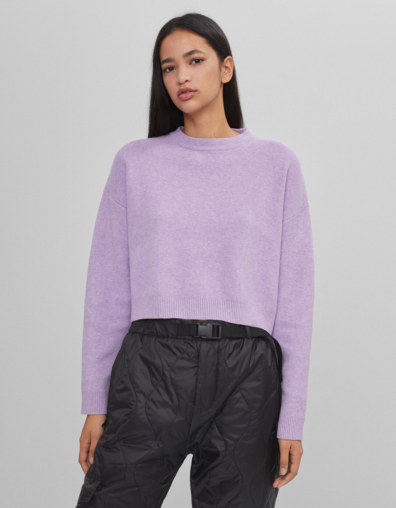 Cropped long sleeve sweater - Trousers 