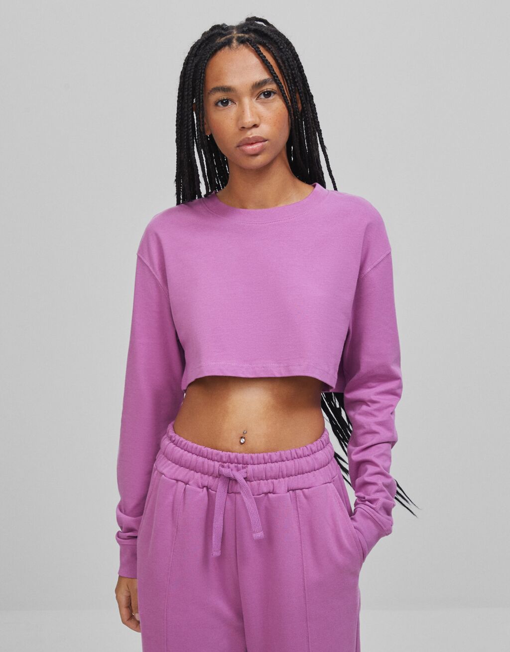 Cropped-Langarmshirt B3 Project - T-Shirts - Damen