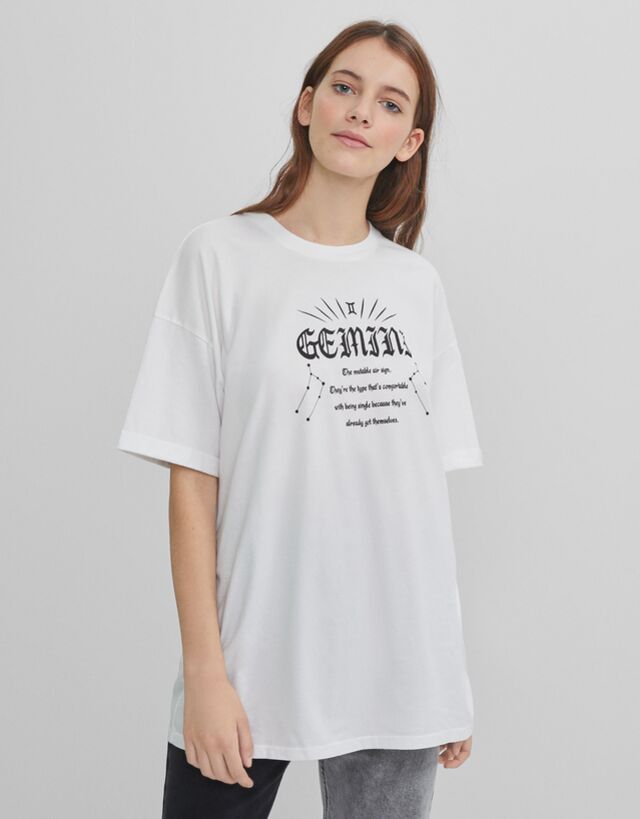 Gemini Zodiac T Shirt Woman Bershka