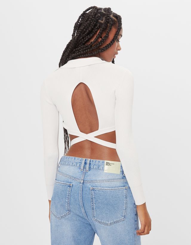 bershka cropped polo sweater