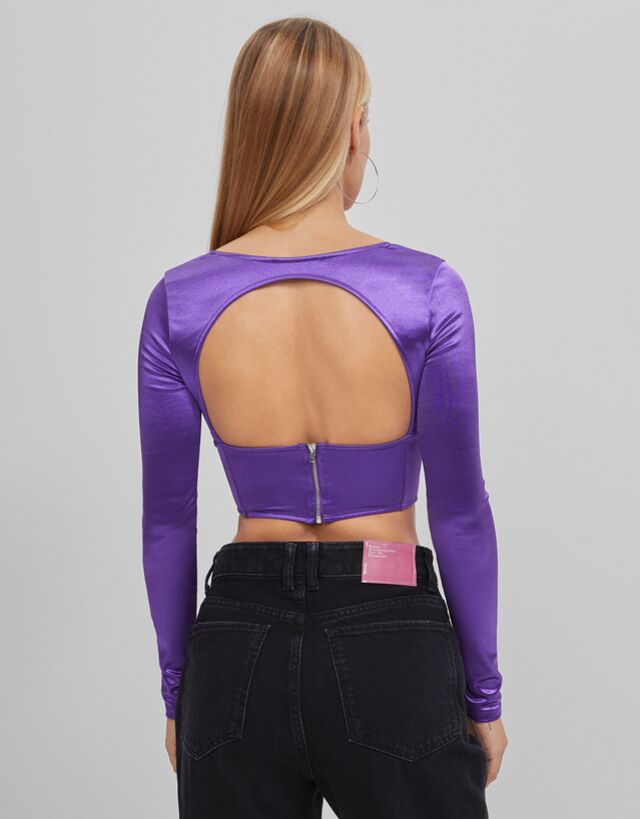 Camiseta corset satinada - Camisetas y tops - Mujer | Bershka