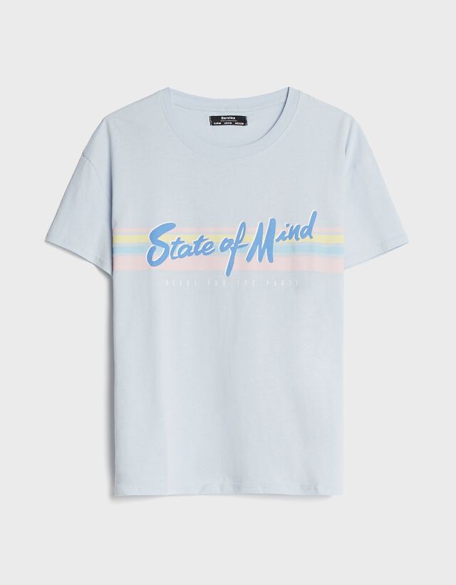 Camisetas y tops Mujer | Bershka Camiseta Print Manga Corta Naranja -  Bellavista